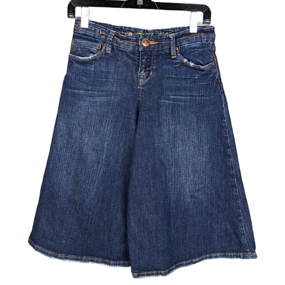 Y2K Denim Gaucho Jorts Dark Wash Wide Leg Culotte Shorts High Rise XS S